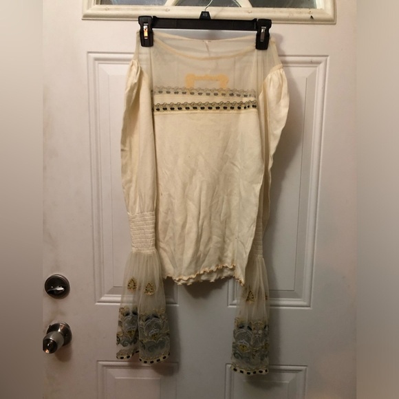 Free people Bell Sleeve Embroidered high tides sweater top size M - Picture 5 of 5